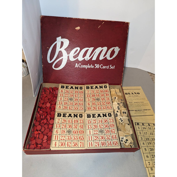 Antique Vintage 1930's  MB Beano A Complete Set Bingo Board Game Must See Rare - Picture 1 of 8
